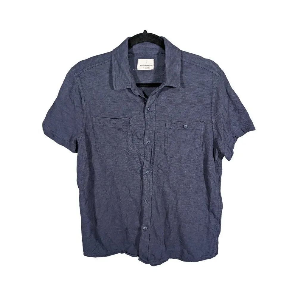 mutual weave Mens Easy-on + Easy-off Regular Fit Short Sleeve Button-Down Shirt